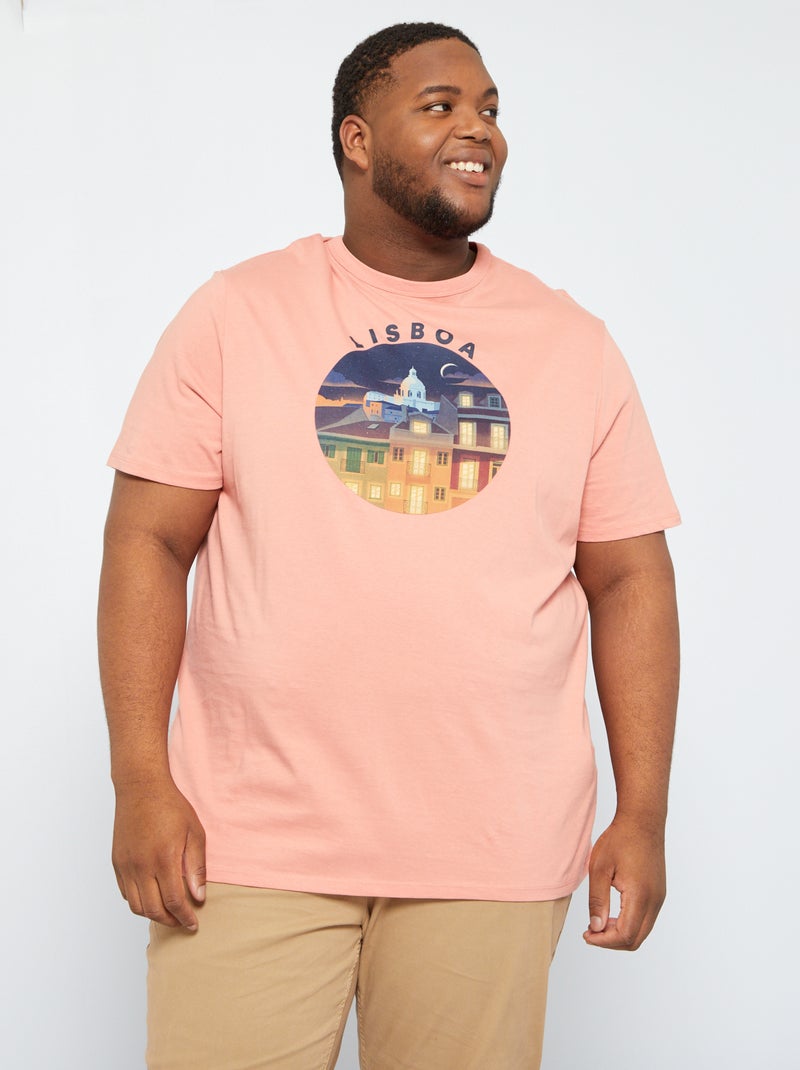 T-shirt unissexo em jersey 'Lisboa' ROSA - Kiabi