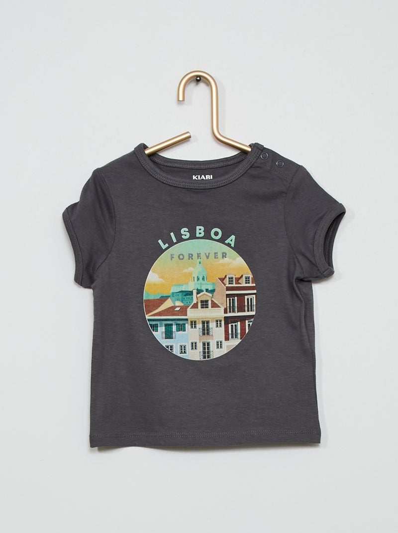 T-shirt unissexo 'Lisboa' CINZA - Kiabi