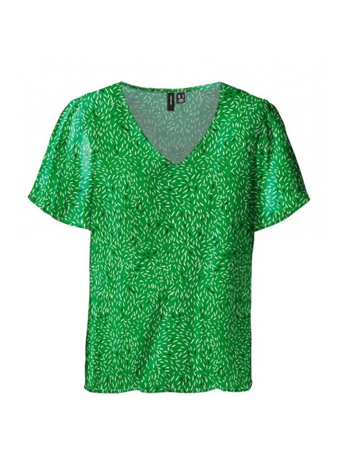 T-shirt Verde com Decote em V e Padrões para Mulher Vero Moda Easy - Kiabi T-shirt Verde com Decote em V e Padrões para Mulher Vero Moda Easy - Kiabi
