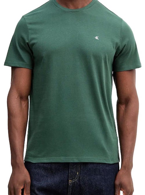 T-shirt verde escuro calvin klein jeans classics para homem - Kiabi