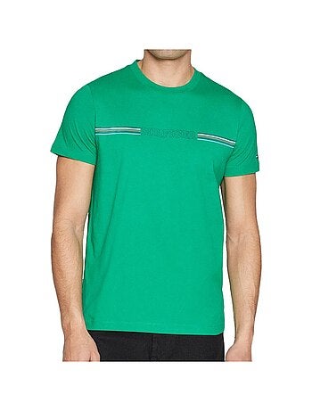 T-shirt verde para homem tommy hilfiger mw0mw34428