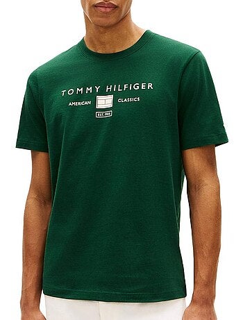 T-shirt verde para homem tommy hilfiger