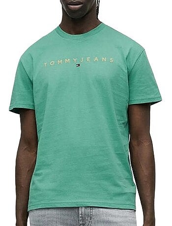 T-shirt verde tommy hilfiger para homem linearss regular