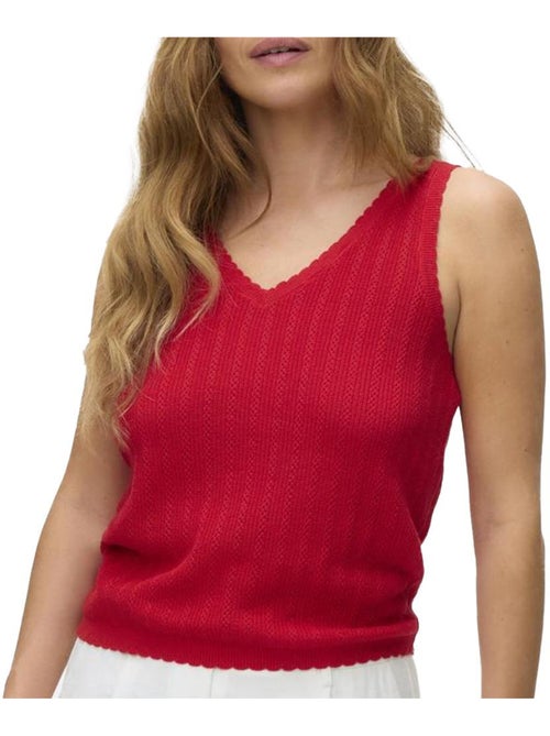 T-Shirt Vermelha de Mulher Vero Moda com Pormenor Pointelle - Kiabi T-Shirt Vermelha de Mulher Vero Moda com Pormenor Pointelle - Kiabi