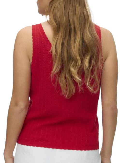 T-Shirt Vermelha de Mulher Vero Moda com Pormenor Pointelle - Kiabi T-Shirt Vermelha de Mulher Vero Moda com Pormenor Pointelle - Kiabi