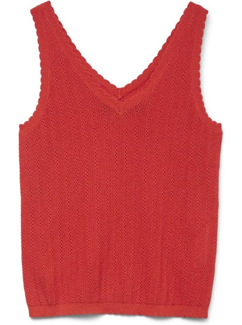 T-Shirt Vermelha de Mulher Vero Moda com Pormenor Pointelle - Kiabi T-Shirt Vermelha de Mulher Vero Moda com Pormenor Pointelle - Kiabi
