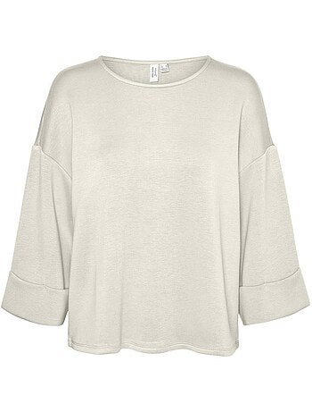 T-shirt vermelha vero moda mocca com mangas 3/4