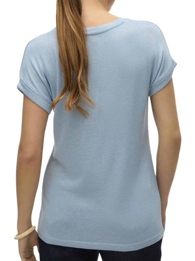 T-Shirt Vero Moda Brianna Azul Claro para Mulher 10291353 Azul-céu - Kiabi