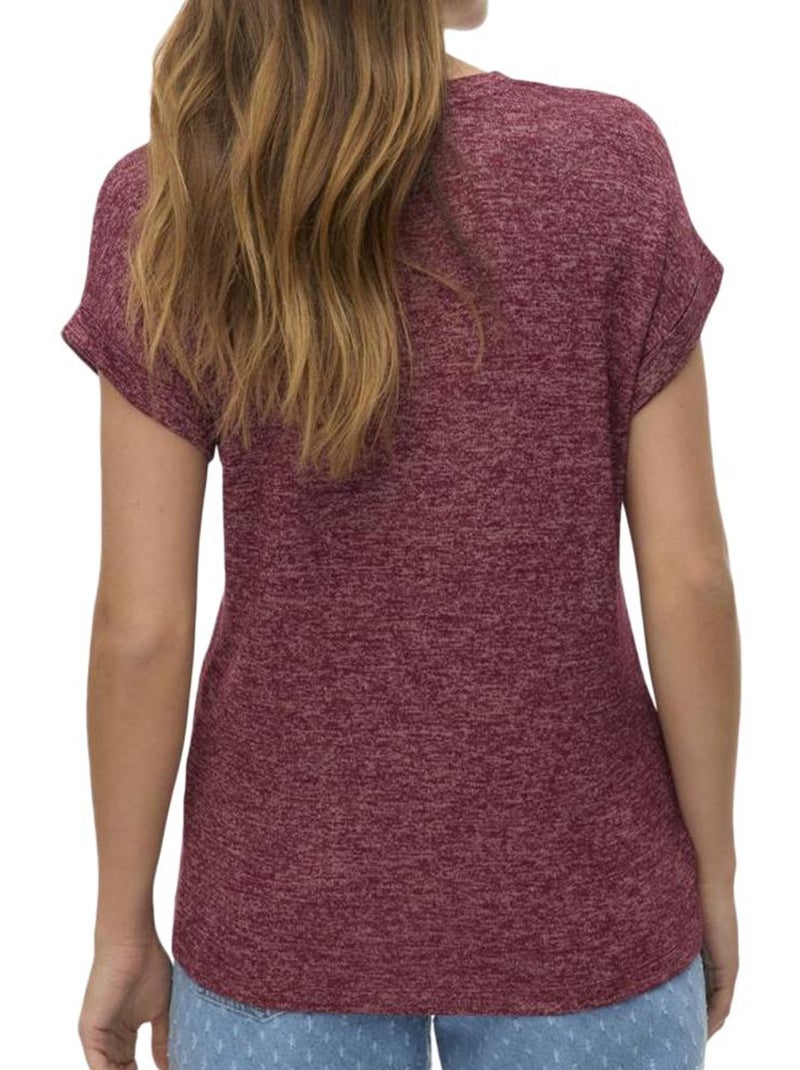T-Shirt Vero Moda Brianna para Mulher Vermelho Mesclado 10291353 Bordô - Kiabi