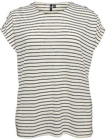 T-shirt Vero Moda Cholli para Mulher Bege/Preto