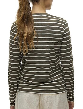 T-shirt vero moda clara para mulher branco/caqui