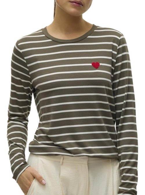 T-shirt Vero Moda Clara para Mulher Branco/Caqui - Kiabi T-shirt Vero Moda Clara para Mulher Branco/Caqui - Kiabi