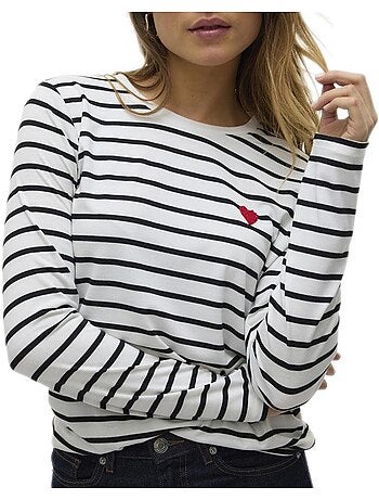 Top Preto Vero Moda Snclara Heart T para Mulher
