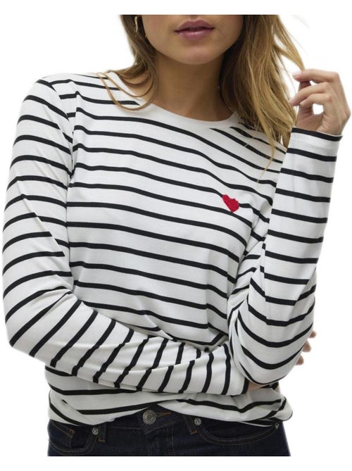 T-shirt Vero Moda Clara para Mulher Branco/Preto - Kiabi T-shirt Vero Moda Clara para Mulher Branco/Preto - Kiabi
