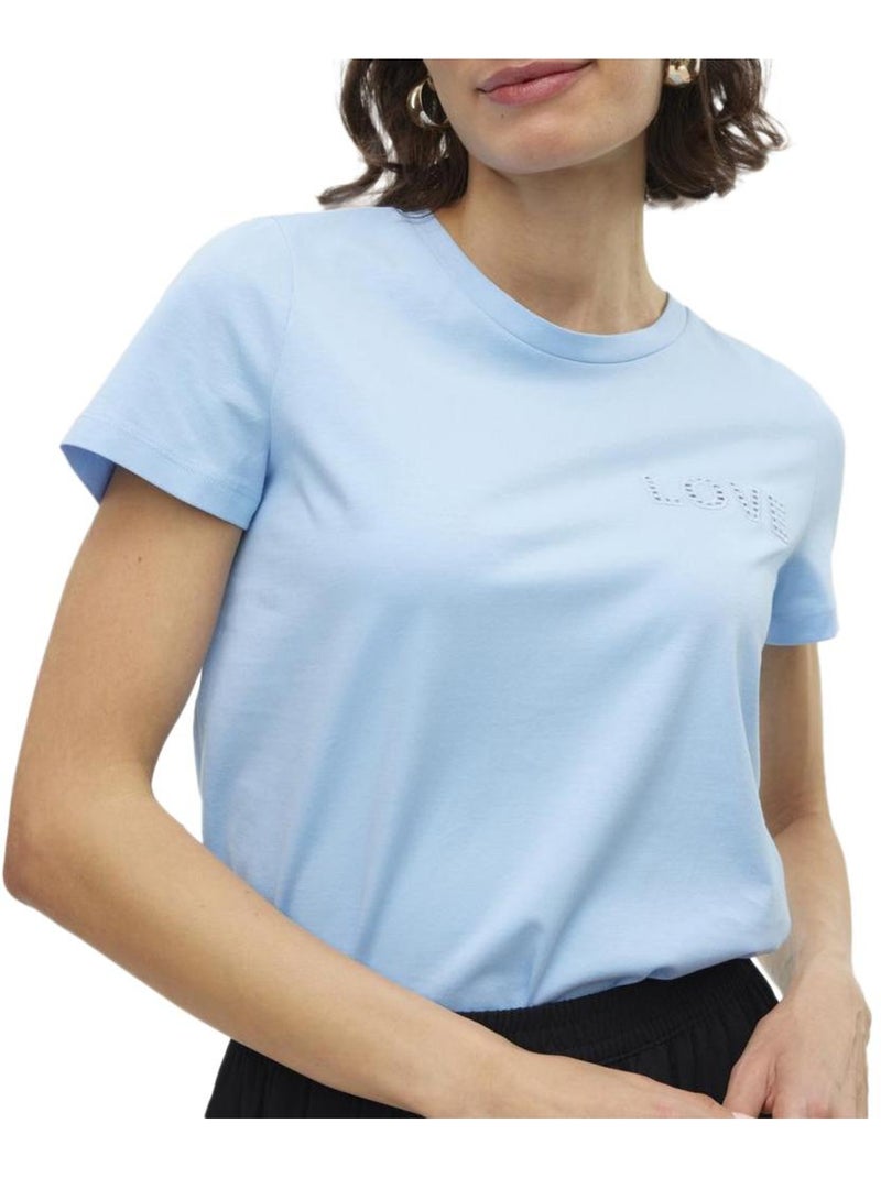 T-Shirt Vero Moda Francis Azul Claro para Mulher Azul - Kiabi