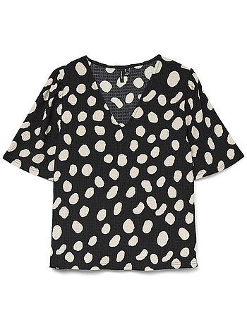 T-Shirt Vero Moda Friga para Mulher Preto/Bege