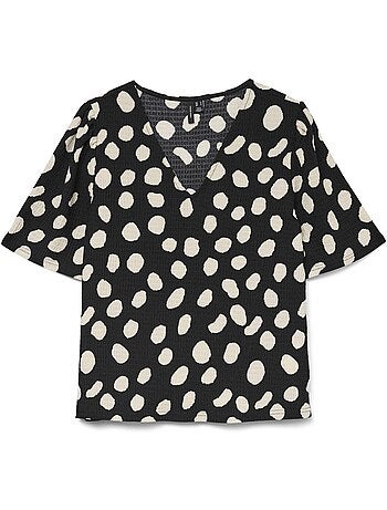 T-Shirt Vero Moda Friga para Mulher Preto/Bege