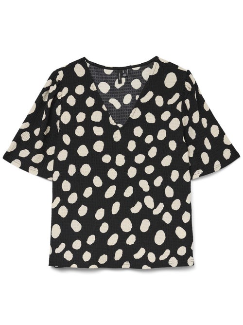 T-Shirt Vero Moda Friga para Mulher Preto/Bege - Kiabi T-Shirt Vero Moda Friga para Mulher Preto/Bege - Kiabi