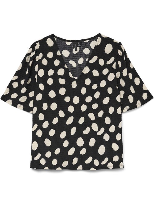 T-Shirt Vero Moda Friga para Mulher Preto/Bege - Kiabi T-Shirt Vero Moda Friga para Mulher Preto/Bege - Kiabi