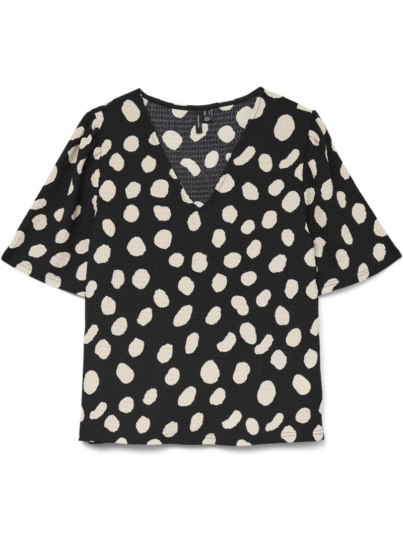 T-Shirt Vero Moda Friga para Mulher Preto/Bege Preto - Kiabi