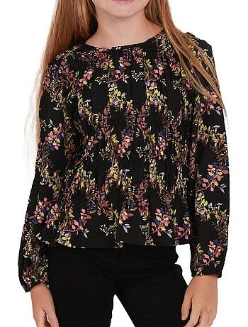 T-Shirt Vero Moda Lova de Manga Comprida Preto com Padrão para Mulher