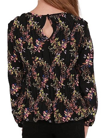 T-Shirt Vero Moda Lova de Manga Comprida Preto com Padrão para Mulher