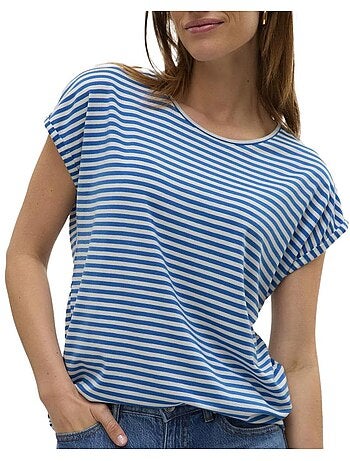 T-shirt Vero Moda Mava Azul e Branco para Mulher