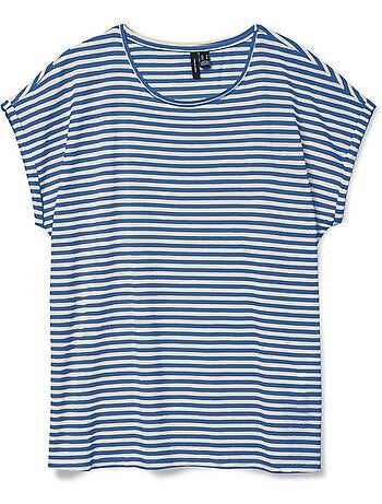 T-shirt Vero Moda Mava Azul e Branco para Mulher