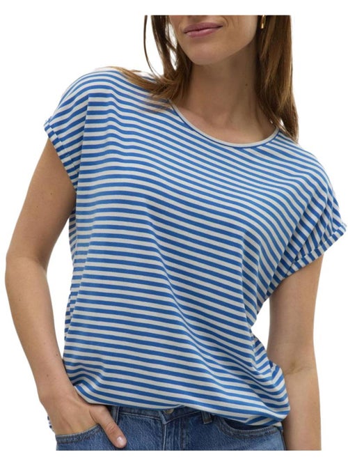 T-shirt Vero Moda Mava Azul e Branco para Mulher - Kiabi T-shirt Vero Moda Mava Azul e Branco para Mulher - Kiabi