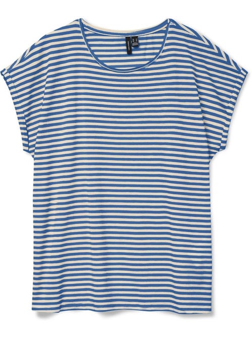 T-shirt Vero Moda Mava Azul e Branco para Mulher - Kiabi T-shirt Vero Moda Mava Azul e Branco para Mulher - Kiabi