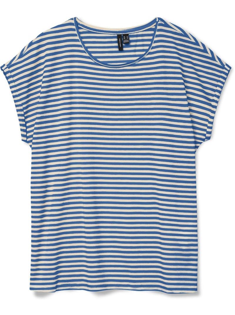 T-shirt Vero Moda Mava Azul e Branco para Mulher Azul - Kiabi