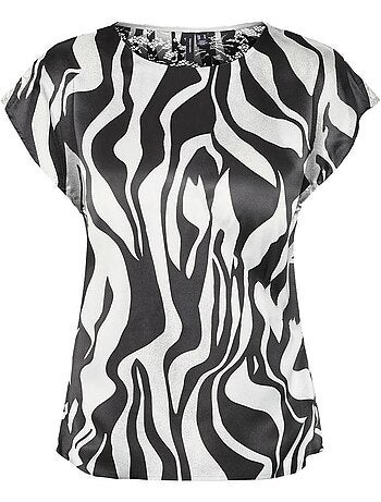 T-Shirt Vero Moda Merle Sl para Mulher Branco/Preto