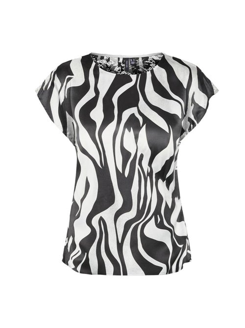 T-Shirt Vero Moda Merle Sl para Mulher Branco/Preto - Kiabi T-Shirt Vero Moda Merle Sl para Mulher Branco/Preto - Kiabi