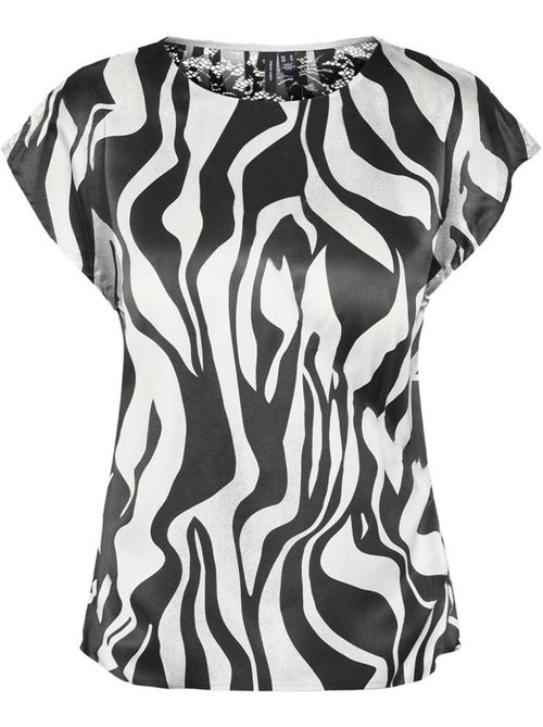 T-Shirt Vero Moda Merle Sl para Mulher Branco/Preto - Kiabi T-Shirt Vero Moda Merle Sl para Mulher Branco/Preto - Kiabi