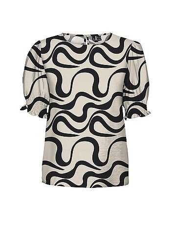 T-shirt Vero Moda Mlea Bege e Preto para Mulher