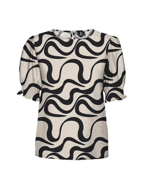 T-shirt Vero Moda Mlea Bege e Preto para Mulher - Kiabi