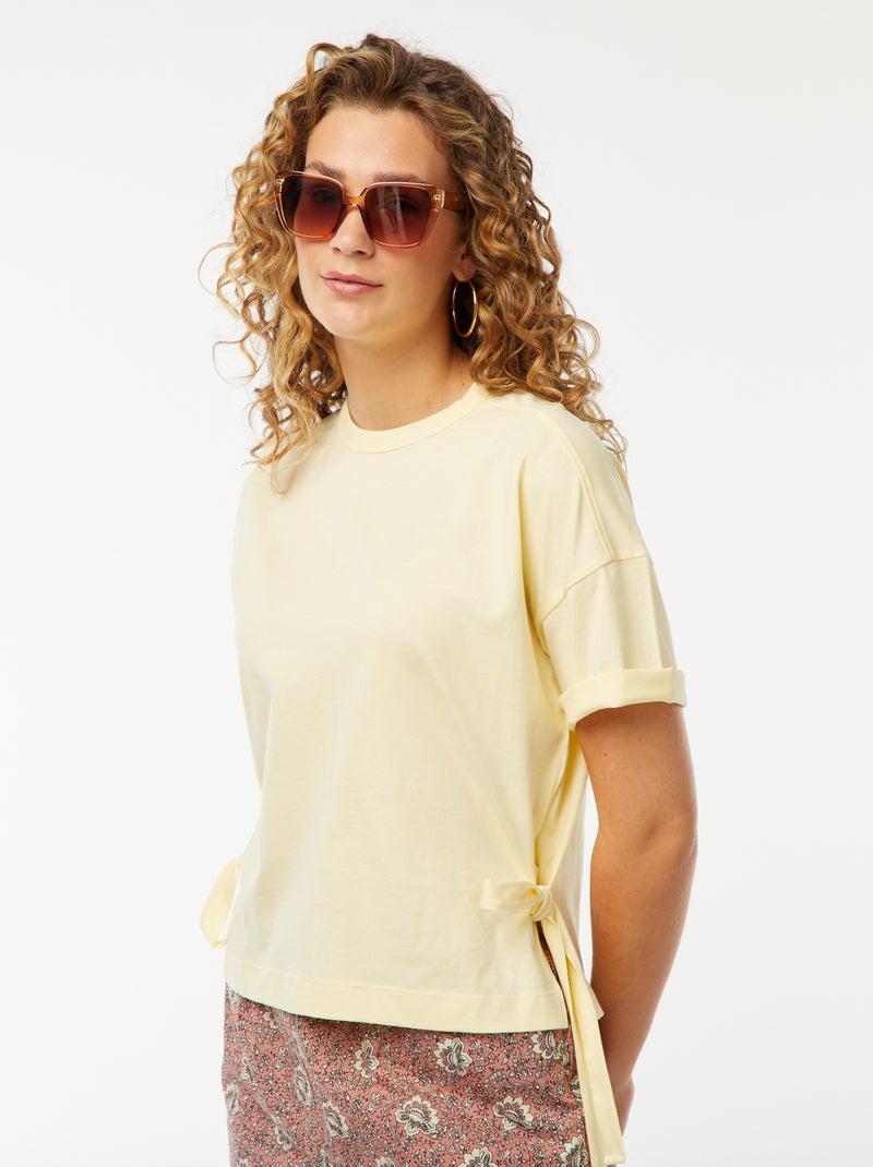 T-shirt vichy com laços Amarelo - Kiabi