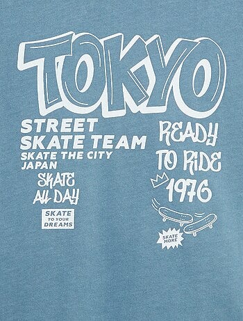 T-shirt vintage com estampado de skate de manga curta