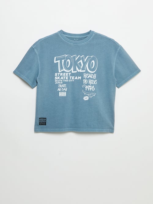 T-shirt vintage com estampado de skate de manga curta - Kiabi