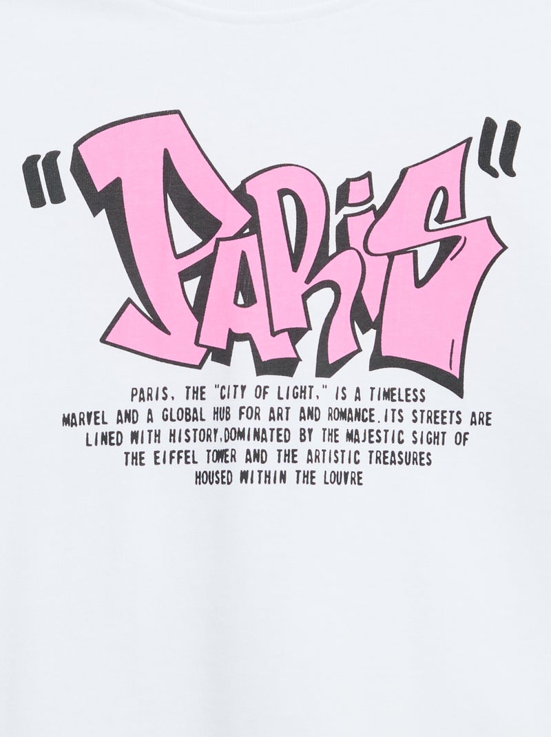 T-shirt vintage com estampado de skate de manga curta Branco - Kiabi
