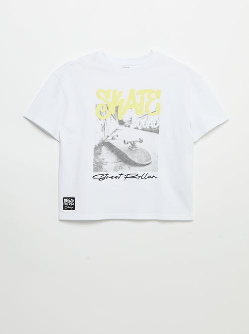 T-shirt vintage com estampado de skate de manga curta - Kiabi