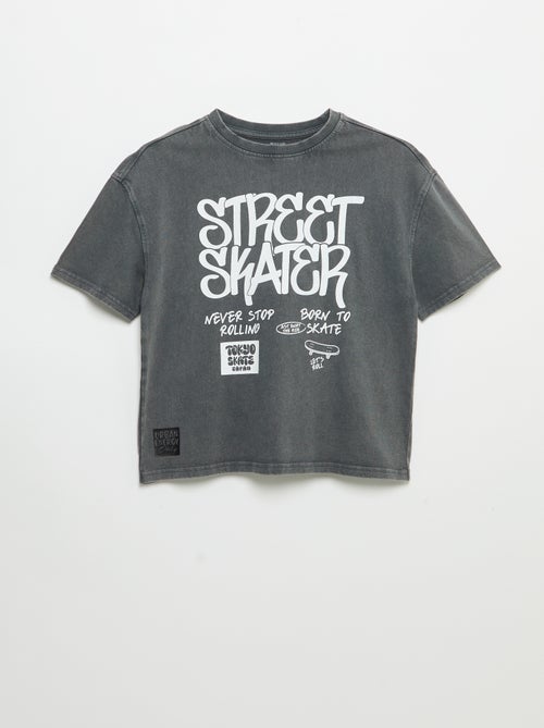 T-shirt vintage com estampado de skate de manga curta - Kiabi