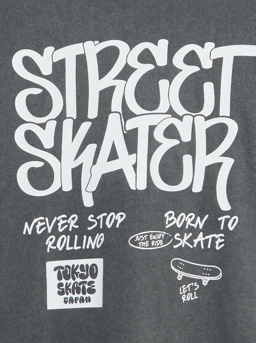T-shirt vintage com estampado de skate de manga curta - Kiabi