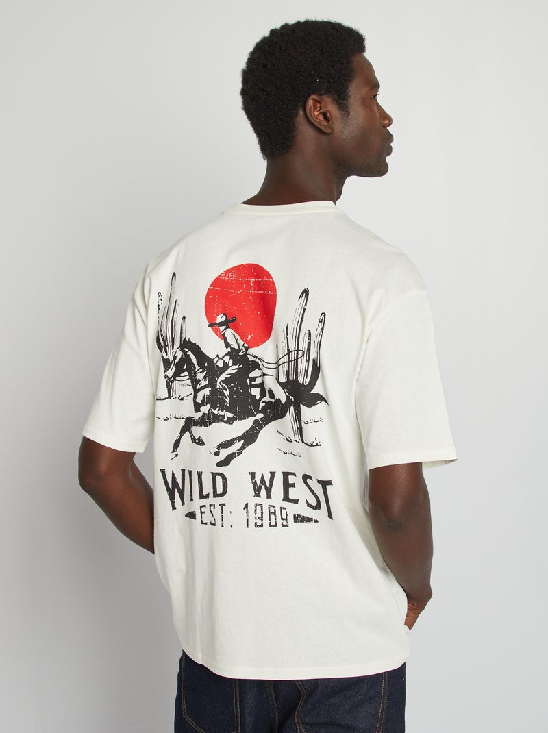 T-shirt 'Wild West' de manga curta Branco - Kiabi