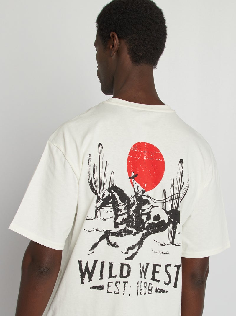 T-shirt 'Wild West' de manga curta Branco - Kiabi