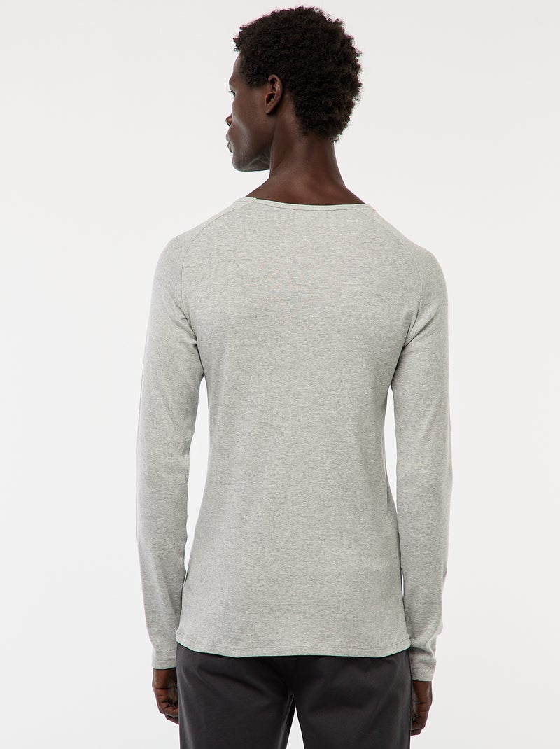 T-shirts básicos lisos de manga comprida Cinza - Kiabi