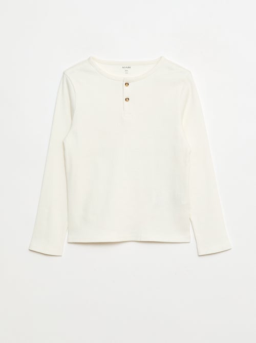 T-shirts canelados de manga comprida e gola tunisina - Kiabi