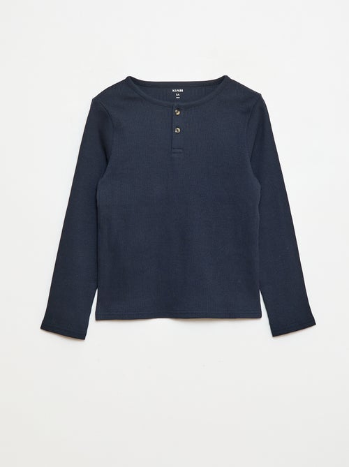 T-shirts canelados de manga comprida e gola tunisina - Kiabi