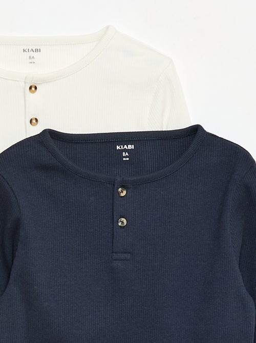 T-shirts canelados de manga comprida e gola tunisina - Kiabi