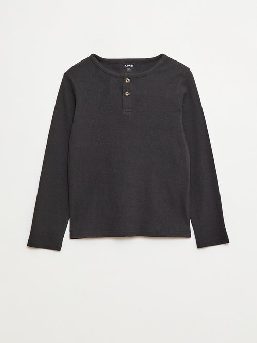 T-shirts canelados de manga comprida e gola tunisina - Kiabi